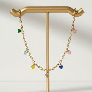 Colorful Hearts Gold Charm Necklace